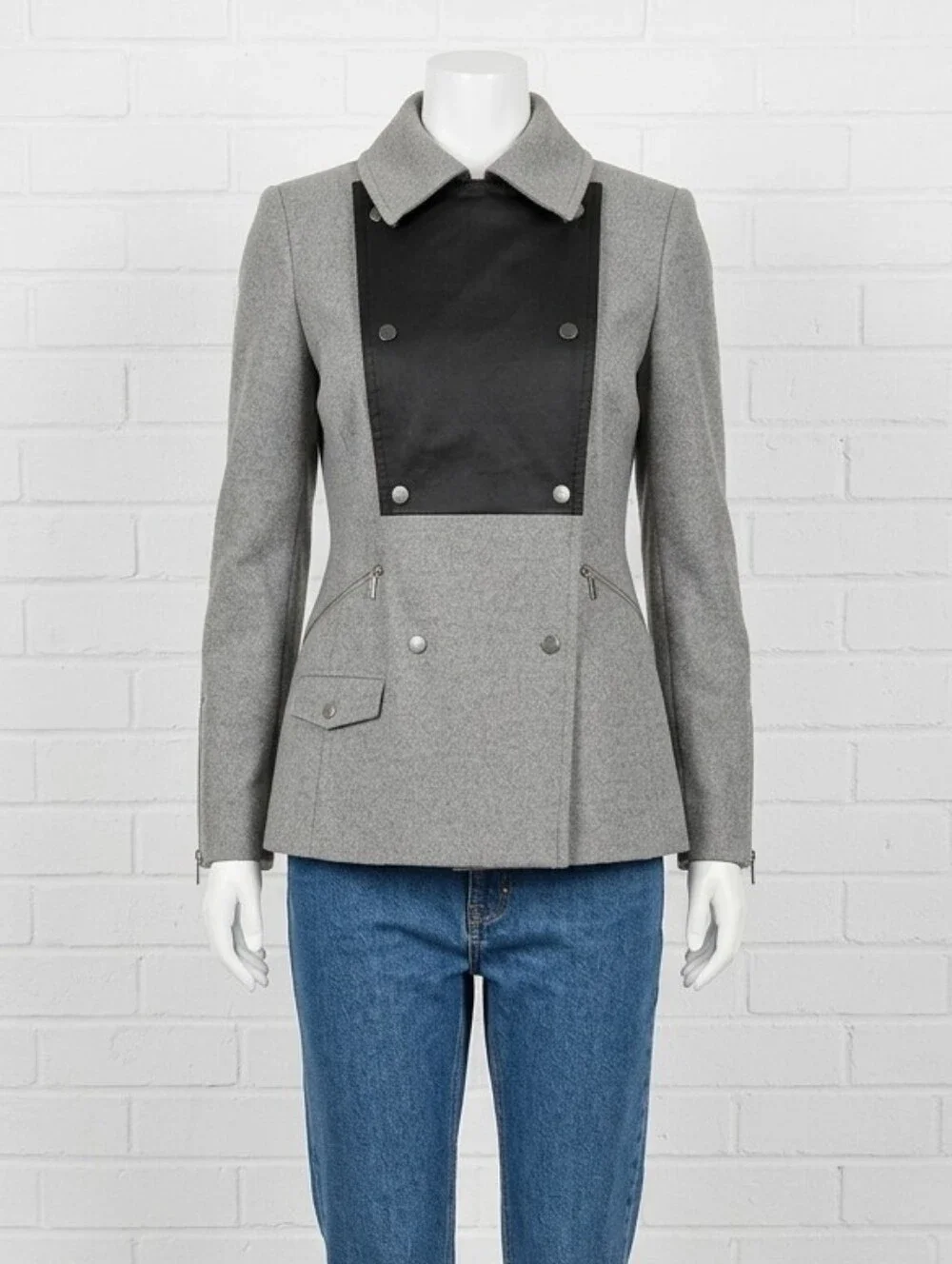Karen Millen Gray Double Breast Peacoat Size S